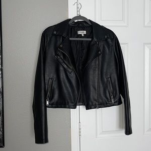 Short, faux leather jacket